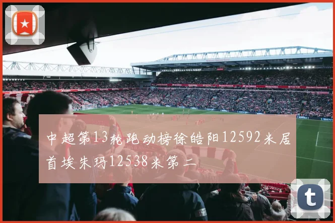 中超第13轮跑动榜徐皓阳12592米居首埃朱玛12538米第二